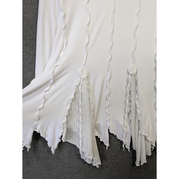 Giselle Shepatin Tunic Top Womens Small Ruffle Fluttery Hem Rosettes Streamers - Picture 3 of 14